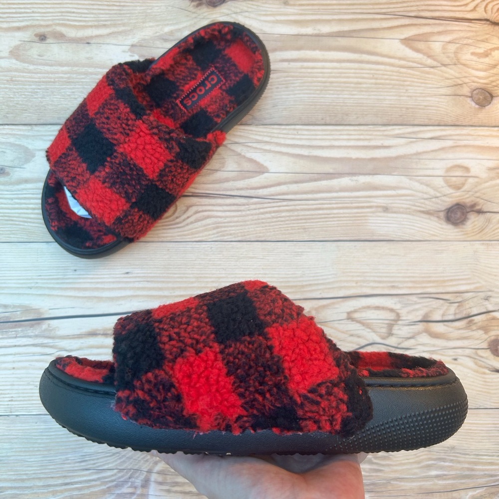 Crocs Classic Buff Check Slide Red & Black